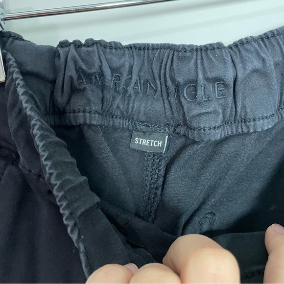 [American Eagle] Black Elastic Drawstring Waist Stretch Jogger Pants - Picture 4 of 7